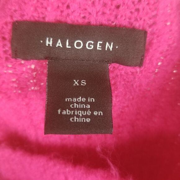 Halogen Fuzzy Pink Raglan Sleeve Mock Turtleneck‎ Sweater Size XS - Picture 2 of 7